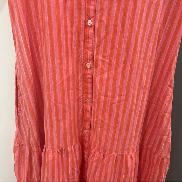 DZUBI Maxi Dress Shirt Striped Block Print Pink Grenadine Short Sleeve size S - Picture 4 of 11